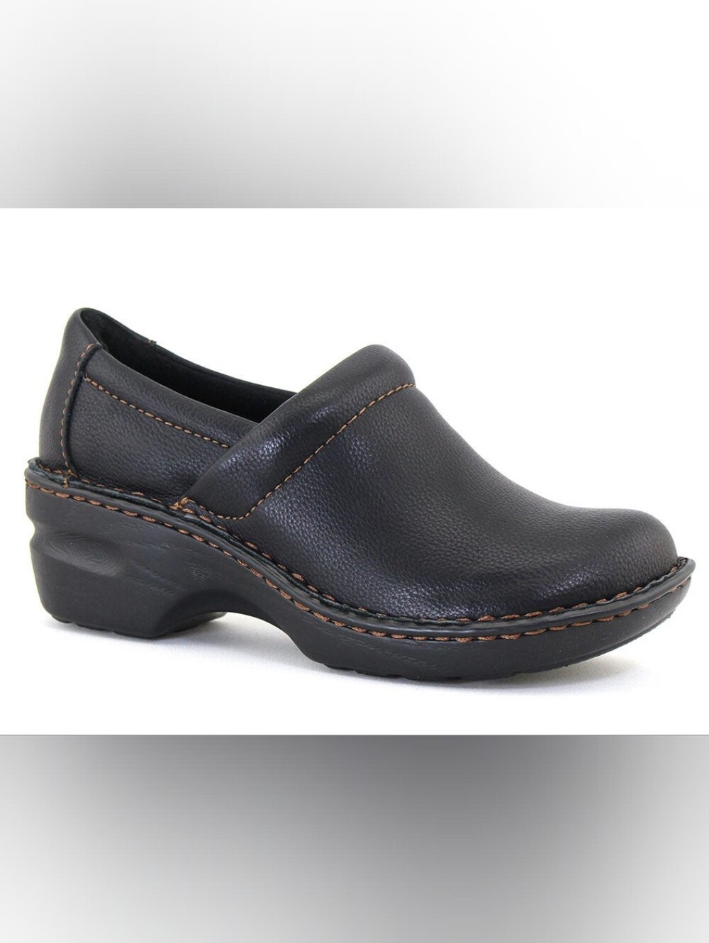 b.o.c. Peggy Black Leather Clogs Size 10